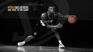 Dribbling Damian Lillard Black And White Wallpaper