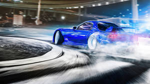 Drifting Blue Car Wallpaper