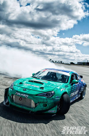 Drifting Green Car Wallpaper