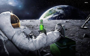 Drinking Space Astronaut Wallpaper