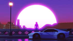 Driving Away Neon Purple Desktop Wallpaper