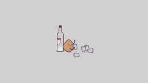 Drunk Potatoand Vodka Bottle Wallpaper