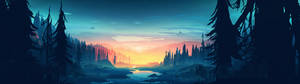 Dual Monitor Digital Forest Wallpaper