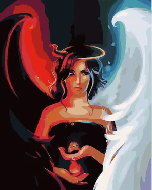 Dual Nature Angel Demon Artwork Wallpaper