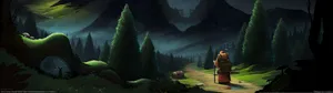 Dual Screen Animated Pine Forest Wallpaper
