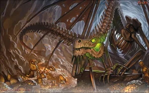Dungeons And Dragons Skeleton In Cave Wallpaper
