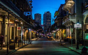 Dusk In New Orleans Bourbon Street Wallpaper