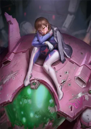 Dva On Damage Mech Suit Wallpaper