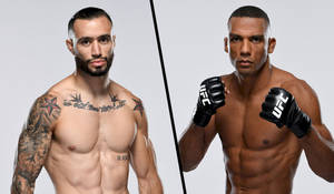 Dynamic Action Between Mma Fighters Shane Burgos And Edson Barboza Wallpaper