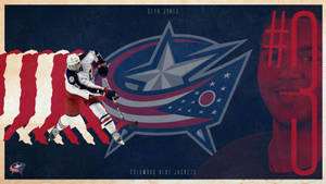 Dynamic Seth Jones In Action - Columbus Blue Jackets Hockey Wallpaper