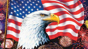 Eagle And The American Flag Wallpaper