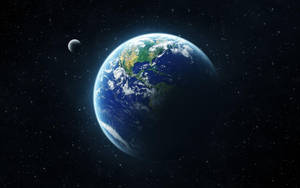 Earth And Moon In Space Wallpaper