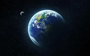 Earth And Moon In Space Wallpaper
