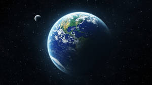Earth And Moon In Space Wallpaper