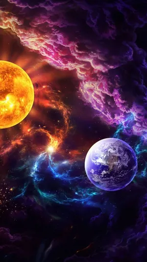 Earth And Sun Cool Galaxy Wallpaper