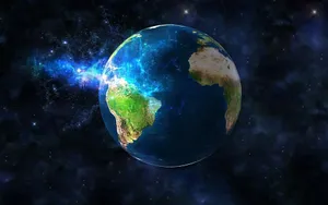 Earth Dark Blue Background 3d Wallpaper