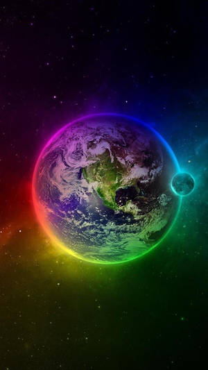 Earth With Neon Lights Amazing Phone Wallpaper