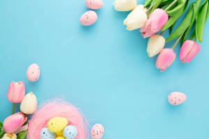 Easter Desktop Tulips And Eggs Wallpaper