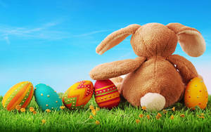 Easter Eggs And Brown Bunny Wallpaper
