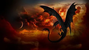 Eastern Dragon Fiery Aesthetic Wallpaper