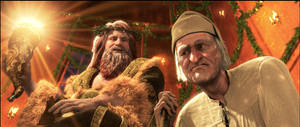 Ebenezer Scrooge Meets The Ghost Of Christmas Past In A Scene From A Christmas Carol. Wallpaper