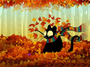 Echo The Cat Fall Autumn Desktop Wallpaper