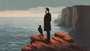 Edgar Allan Poe Cliffside Meditation Wallpaper