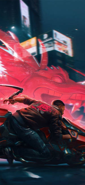 Edgerunner Motorcycle Cyberpunk 2077 Iphone Wallpaper