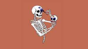 Eerie Elegance With The Cute Skeleton Iphone Wallpaper. Wallpaper