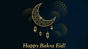 Eid-ul-adha Mubarak Crescent Moon Lanterns Wallpaper