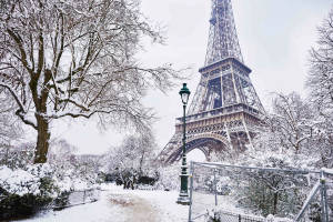 Eiffel Tower In Cold Winter Wallpaper