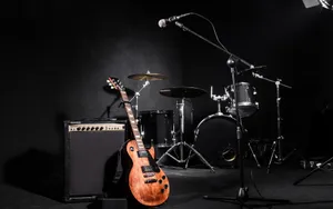 Electric Guitar In Music Room Wallpaper