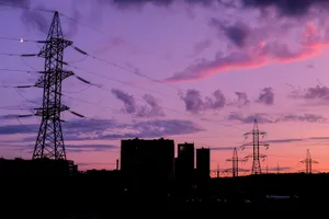 Electric Tower Under Purple Aesthetic Sky Wallpaper