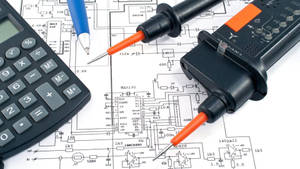 Electrician's Tools Blueprint Wallpaper