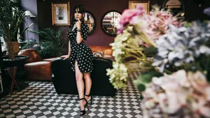 Elegance In Simplicity: Polka Dot Short Sleeve Dress Wallpaper