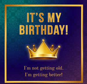 Elegant Blue And Gold It Is My Birthday Wallpaper