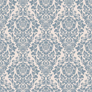 Elegant Blue Damask Pattern Wallpaper