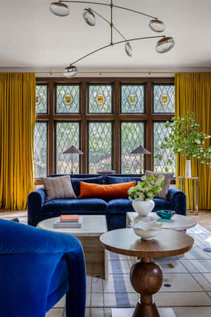 Elegant Living Room Stained Glass Windows Wallpaper