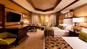 Elegant Luxury Hotel Room With Double Bed Wallpaper