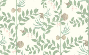 Elegant Pink Shells On Sage Green Backdrop Wallpaper