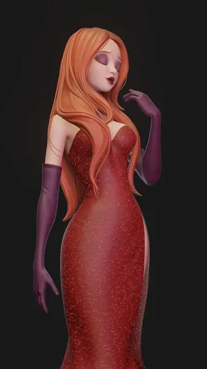 Elegant Red Dress Character Illustration Wallpaper