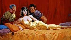 Elizabeth Taylor Cleopatra On Bed Artwork Wallpaper