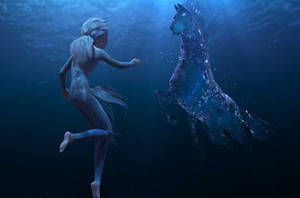 Elsa Swimming Frozen 2 Wallpaper