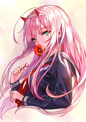 Embrace Yourself In The Beauty Of Zero Two's Aesthetic Wallpaper