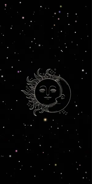 Embracing The Cosmic Balance - Sun And Moon Aesthetic Wallpaper