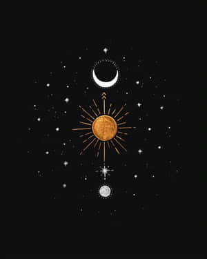 Embracing The Cosmic Dance: Sun And Moon Aesthetic Wallpaper