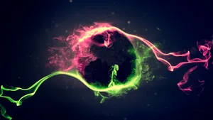 Emerging Pink And Green Smoke Wallpaper