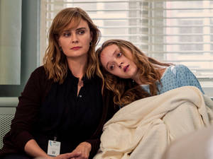 Emily Deschanel In A Tense Hospital Scene From 'devil In Ohio' Wallpaper