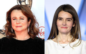 Emily Watson Posing With Shirley Henderson In A Stunning Frame Wallpaper