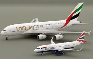 Emirates A380 And B777 Airplane Models Wallpaper